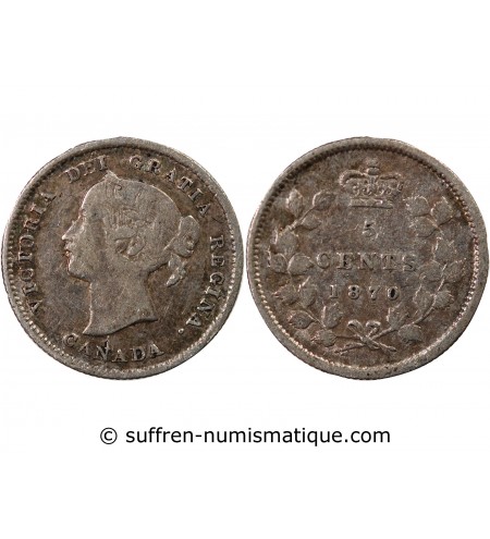 CANADA, VICTORIA - 5 CENTS ARGENT 1870