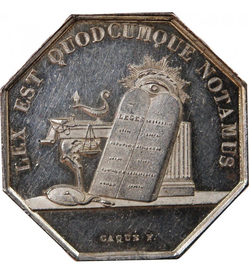 NOTAIRES, AUXERRE – JETON ARGENT poinçon Main (1845-1860)