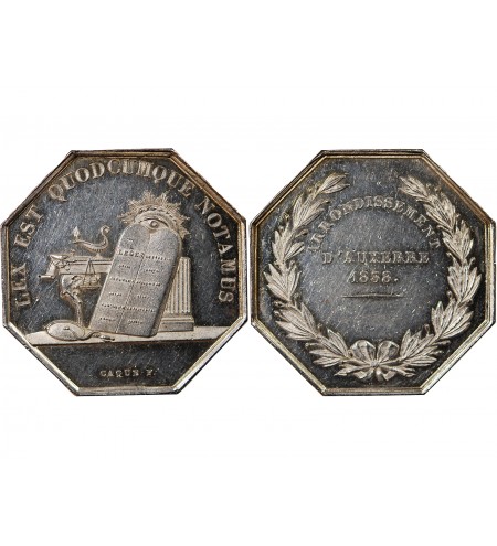 NOTAIRES, AUXERRE – JETON ARGENT poinçon Main (1845-1860)