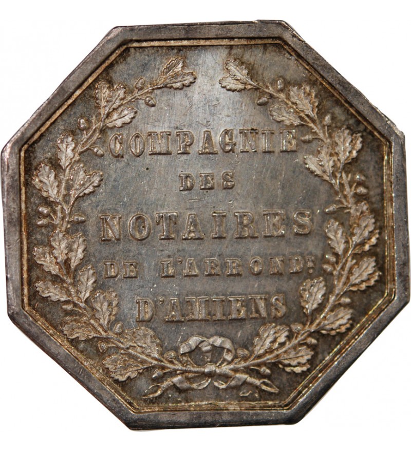 NOTAIRES, AMIENS – JETON ARGENT poinçon Corne (après 1879)