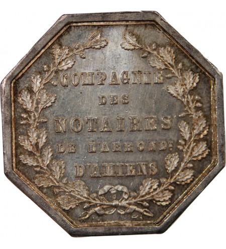 NOTAIRES, AMIENS – JETON ARGENT poinçon Corne (après 1879)