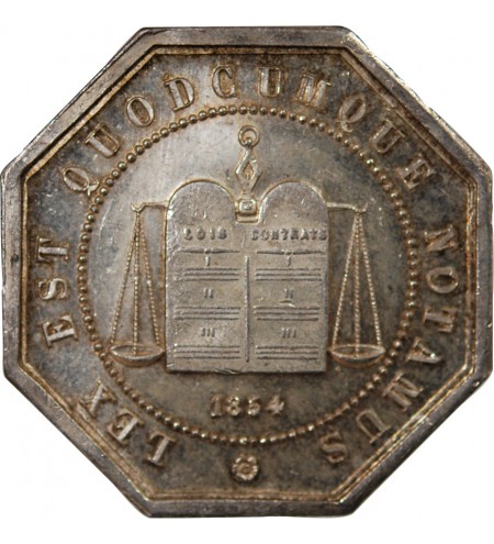 NOTAIRES, AMIENS – JETON ARGENT poinçon Corne (après 1879)
