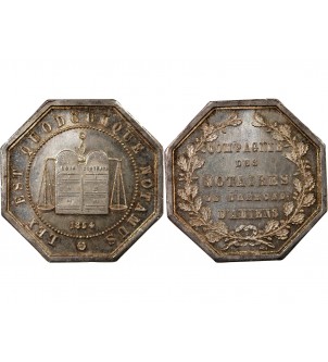 NOTAIRES, AMIENS – JETON ARGENT poinçon Corne (après 1879)