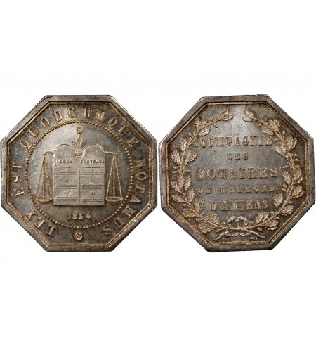 NOTAIRES, AMIENS – JETON ARGENT poinçon Corne (après 1879)