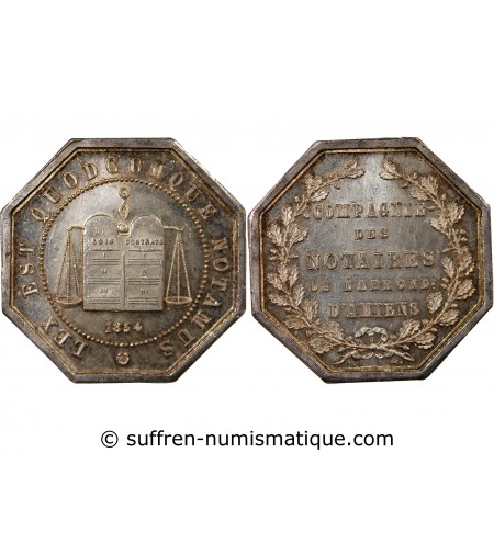 NOTAIRES, AMIENS – JETON ARGENT poinçon Corne (après 1879)