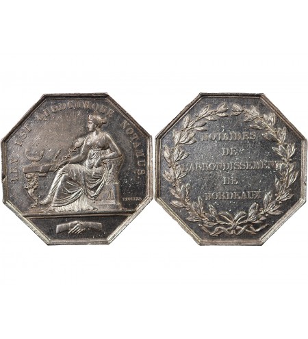 NOTAIRES, BORDEAUX – JETON ARGENT poinçon Abeille (1845-1860)