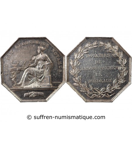 NOTAIRES, BORDEAUX – JETON ARGENT poinçon Abeille (1845-1860)