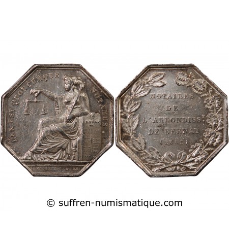 NOTAIRES, BERNAY – JETON ARGENT poinçon Abeille (1845-1860)