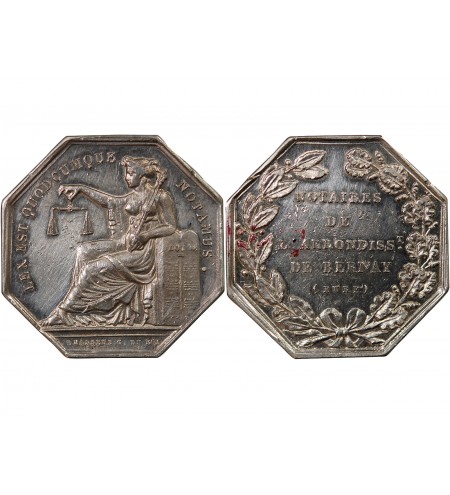 NOTAIRES, BERNAY – JETON ARGENT poinçon Abeille (1845-1860)