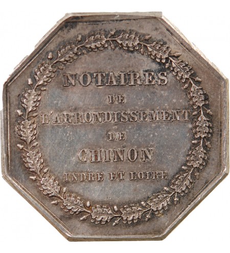 NOTAIRES, CHINON – JETON ARGENT poinçon Corne (après 1879)