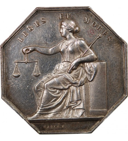 NOTAIRES, CHINON – JETON ARGENT poinçon Corne (après 1879)