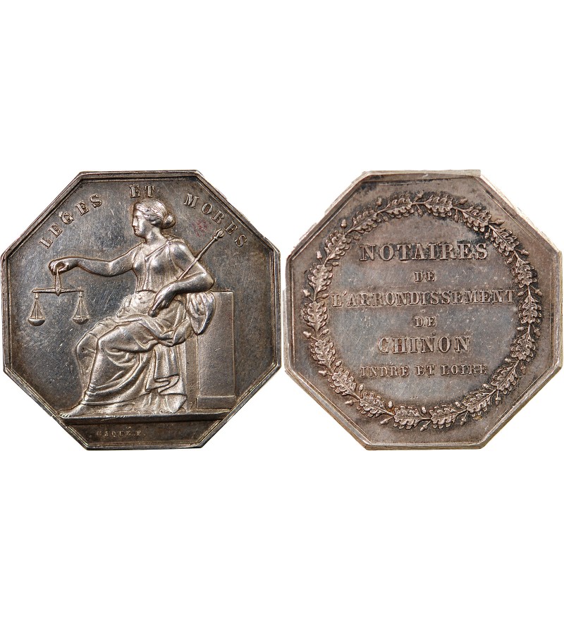 NOTAIRES, CHINON – JETON ARGENT poinçon Corne (après 1879)
