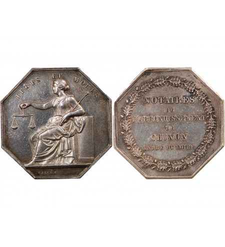 NOTAIRES, CHINON – JETON ARGENT poinçon Corne (après 1879)