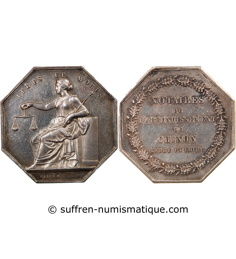 NOTAIRES, CHINON – JETON ARGENT poinçon Corne (après 1879)