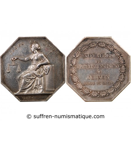 NOTAIRES, CHINON – JETON ARGENT poinçon Corne (après 1879)