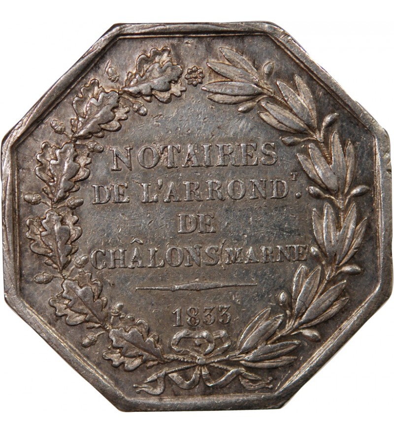 NOTAIRES, CHALONS-SUR-MARNE – JETON ARGENT poinçon Corne (après 1879)