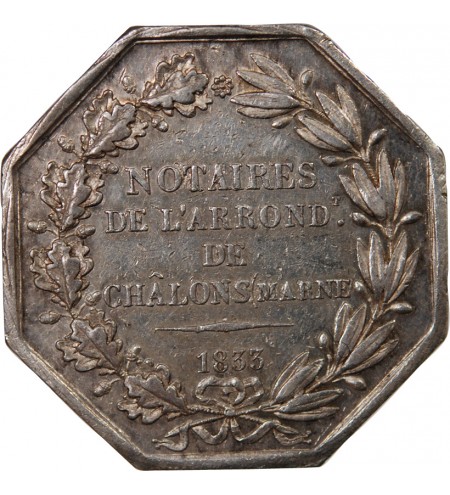 NOTAIRES, CHALONS-SUR-MARNE – JETON ARGENT poinçon Corne (après 1879)