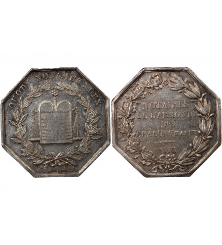 NOTAIRES, CHALONS-SUR-MARNE – JETON ARGENT poinçon Corne (après 1879)