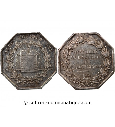 NOTAIRES, CHALONS-SUR-MARNE – JETON ARGENT poinçon Corne (après 1879)