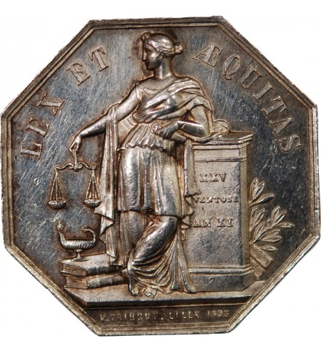 NOTAIRES, LILLE – JETON ARGENT poinçon Corne (après 1879)