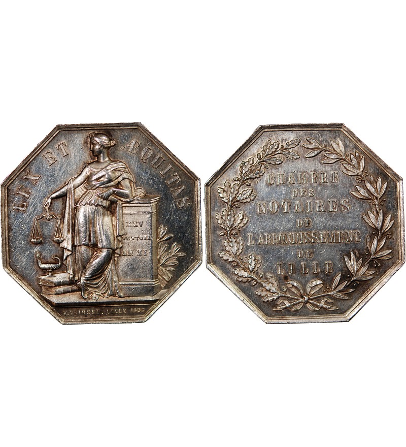 NOTAIRES, LILLE – JETON ARGENT poinçon Corne (après 1879)