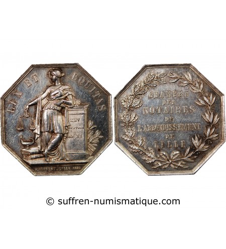 NOTAIRES, LILLE – JETON ARGENT poinçon Corne (après 1879)