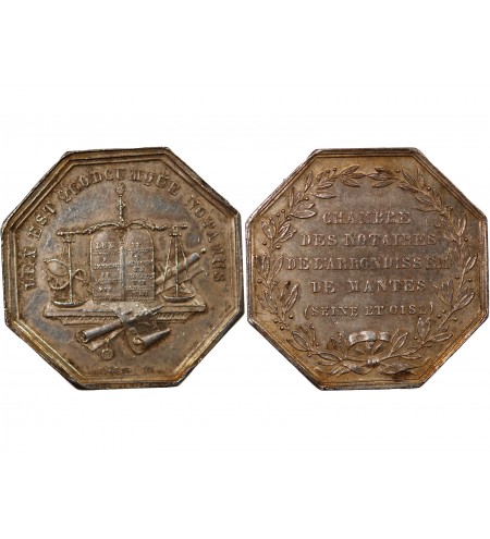 NOTAIRES, MANTES – JETON ARGENT poinçon Abeille (1860-1879)
