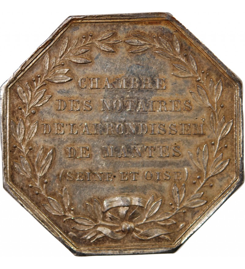 NOTAIRES, MANTES – JETON ARGENT poinçon Corne (après 1879)
