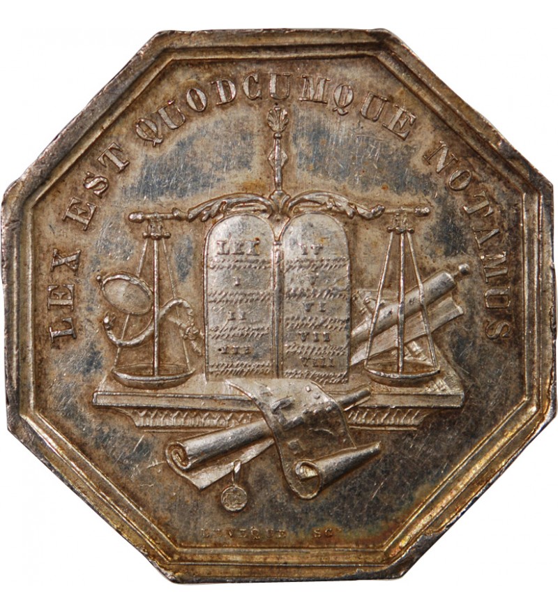 NOTAIRES, MANTES – JETON ARGENT poinçon Corne (après 1879)