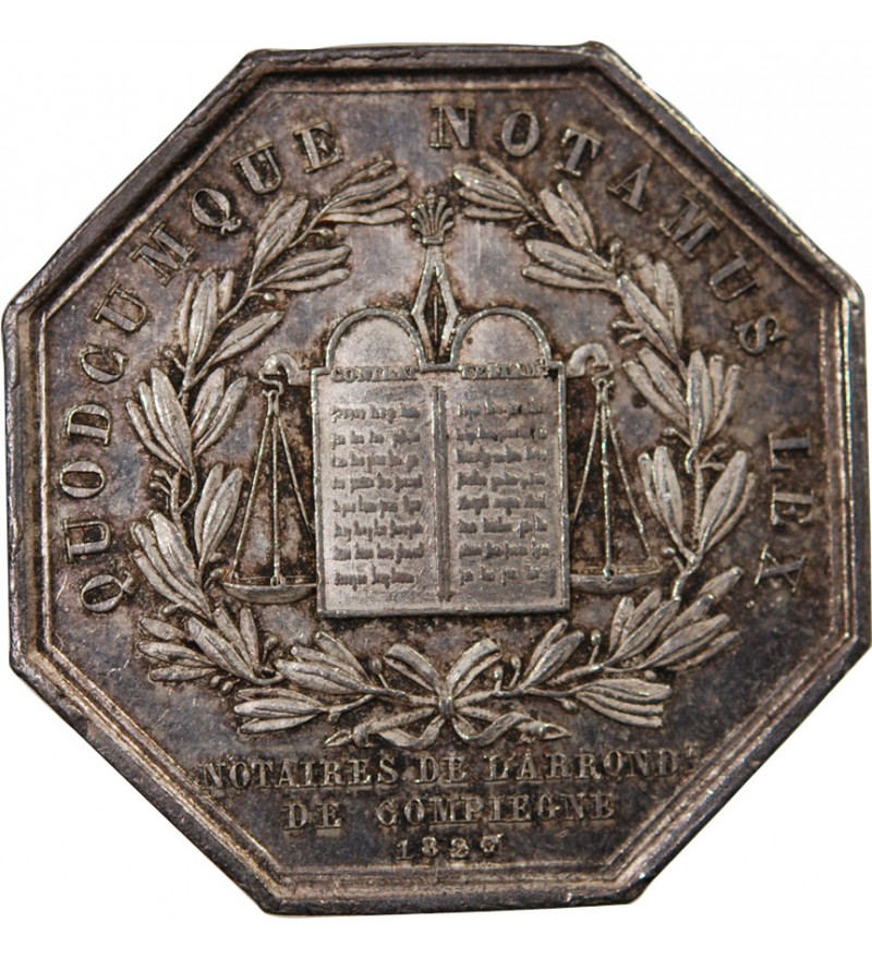 NOTAIRES, COMPIEGNE – JETON ARGENT poinçon Main (1845-1860)