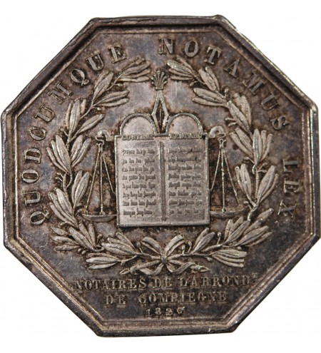 NOTAIRES, COMPIEGNE – JETON ARGENT poinçon Main (1845-1860)