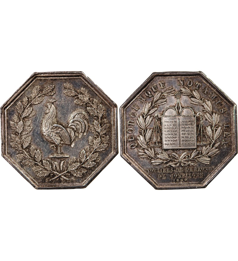 NOTAIRES, COMPIEGNE – JETON ARGENT poinçon Main (1845-1860)