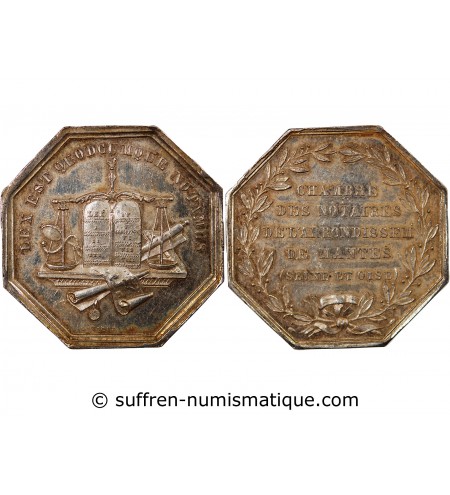 NOTAIRES, MANTES – JETON ARGENT poinçon Corne (après 1879)