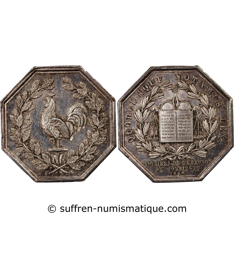 NOTAIRES, COMPIEGNE – JETON ARGENT poinçon Main (1845-1860)