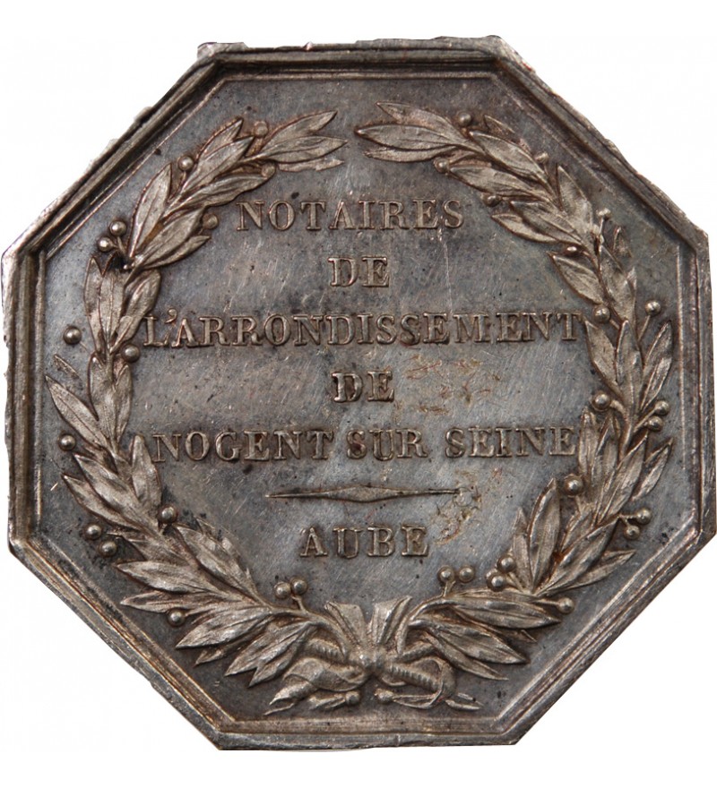 NOTAIRES, NOGENT-SUR-SEINE – JETON ARGENT poinçon Main (1845-1860)