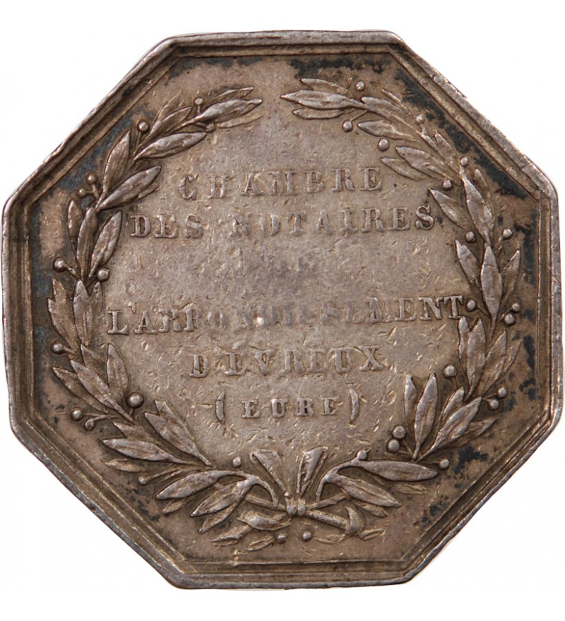 NOTAIRES, EVREUX – JETON ARGENT poinçon Abeille (1860-1879)