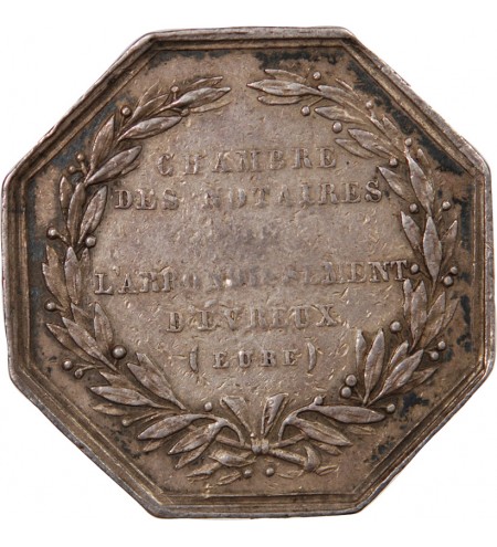 NOTAIRES, EVREUX – JETON ARGENT poinçon Abeille (1860-1879)