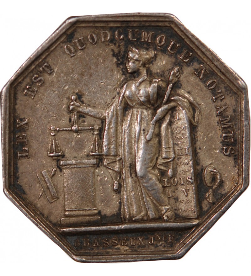 NOTAIRES, EVREUX – JETON ARGENT poinçon Abeille (1860-1879)