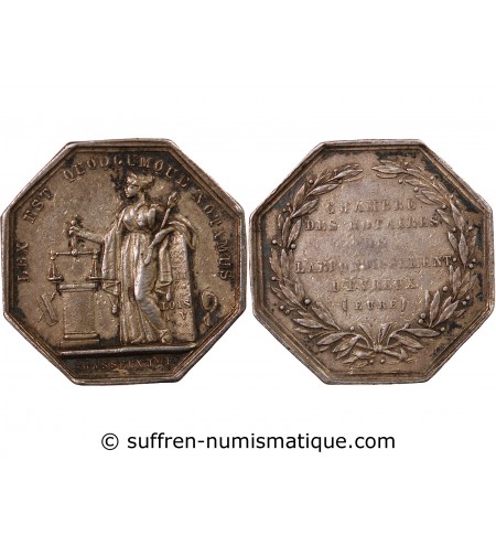 NOTAIRES, EVREUX – JETON ARGENT poinçon Abeille (1860-1879)