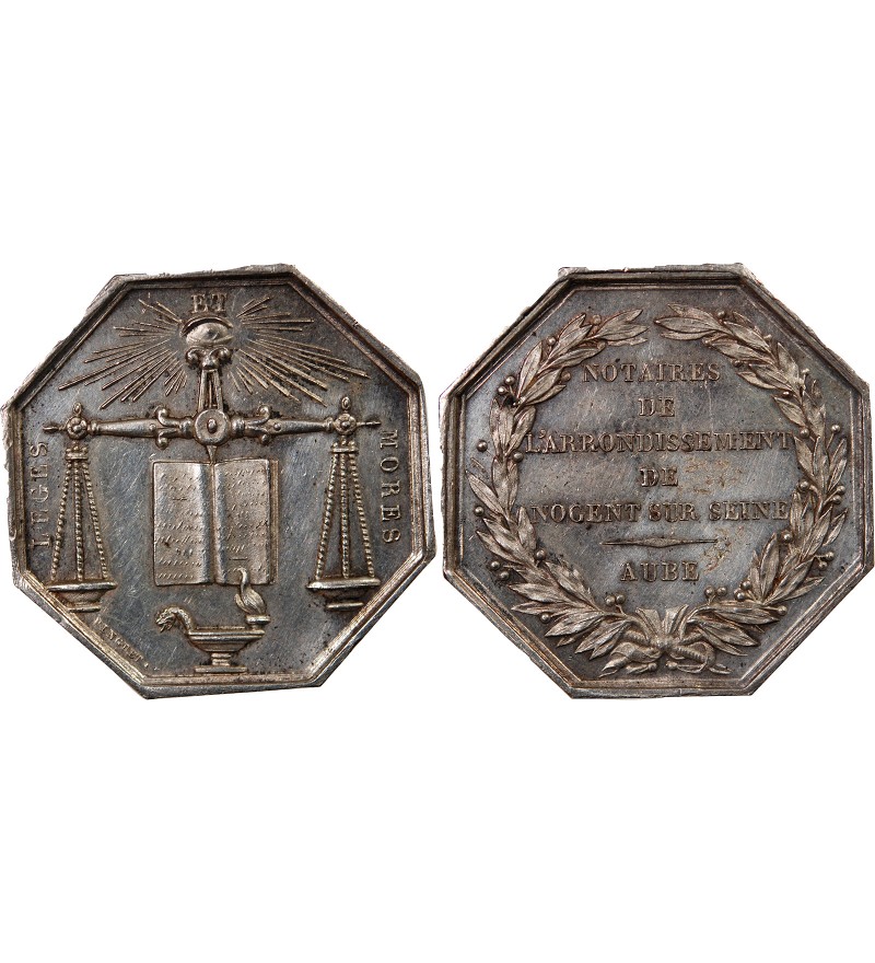 NOTAIRES, NOGENT-SUR-SEINE – JETON ARGENT poinçon Main (1845-1860)