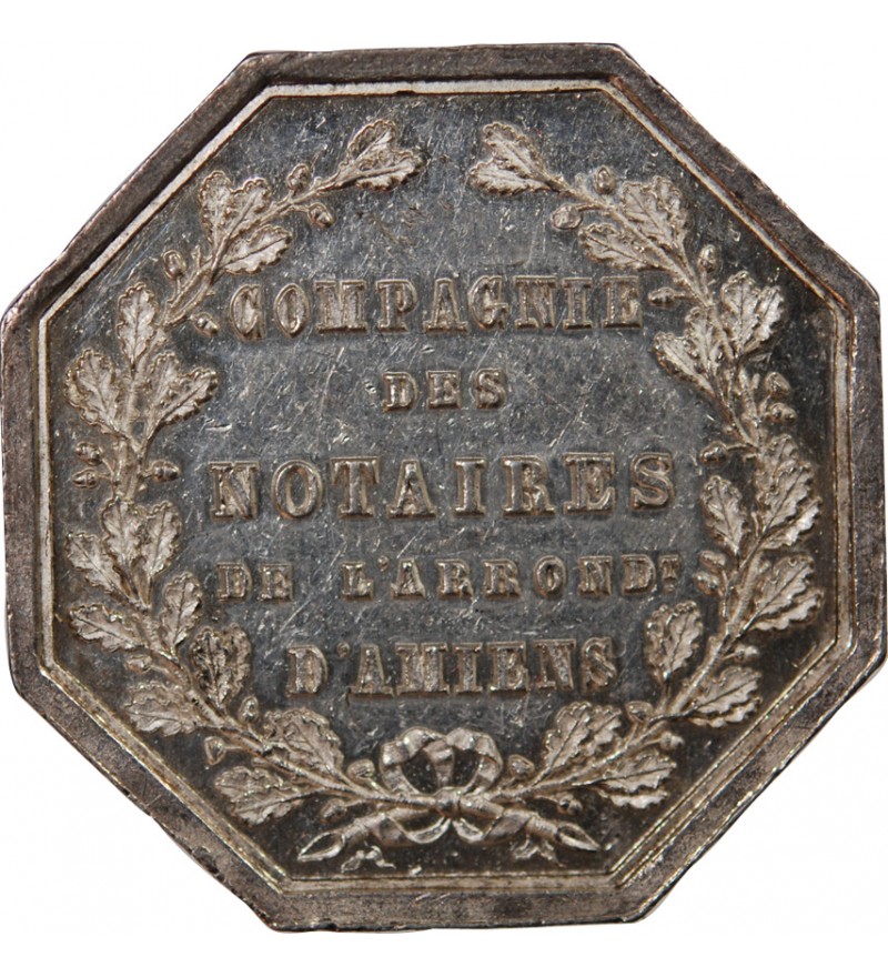 NOTAIRES, AMIENS – JETON ARGENT poinçon Abeille (1860-1879)
