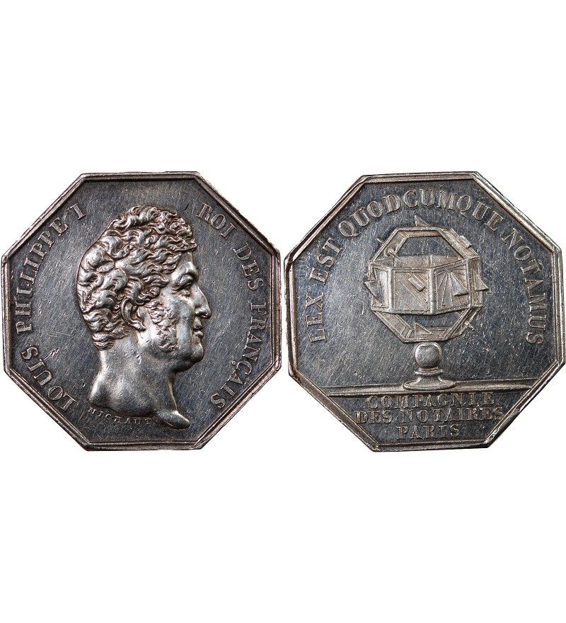 NOTAIRES, PARIS, LOUIS-PHILIPPE Ier – JETON ARGENT poinçon Lampe (1832-1841)