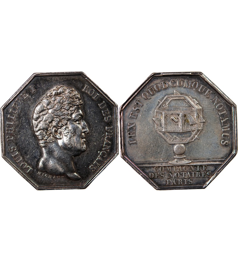 NOTAIRES, PARIS, LOUIS-PHILIPPE Ier – JETON ARGENT poinçon Lampe (1832-1841)