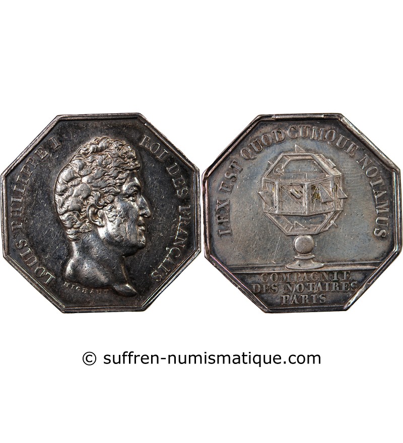 NOTAIRES, PARIS, LOUIS-PHILIPPE Ier – JETON ARGENT poinçon Lampe (1832-1841)
