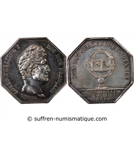 NOTAIRES, PARIS, LOUIS-PHILIPPE Ier – JETON ARGENT poinçon Lampe (1832-1841)