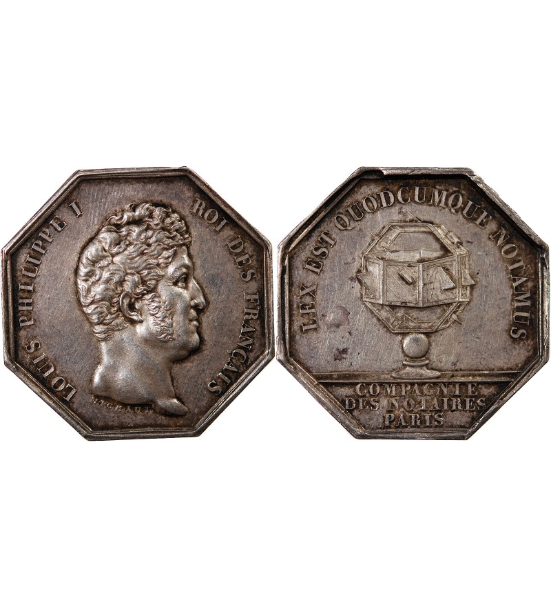 NOTAIRES, PARIS, LOUIS-PHILIPPE Ier – JETON ARGENT poinçon Proue (1842-1845)