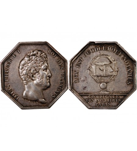 NOTAIRES, PARIS, LOUIS-PHILIPPE Ier – JETON ARGENT poinçon Proue (1842-1845)