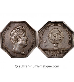 NOTAIRES, PARIS, LOUIS-PHILIPPE Ier – JETON ARGENT poinçon Proue (1842-1845)