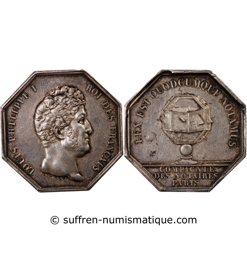 NOTAIRES, PARIS, LOUIS-PHILIPPE Ier – JETON ARGENT poinçon Proue (1842-1845)
