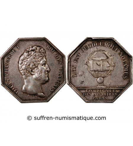 NOTAIRES, PARIS, LOUIS-PHILIPPE Ier – JETON ARGENT poinçon Proue (1842-1845)